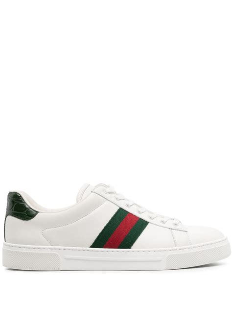 gucci ace web stripe leather trainers|ace sneakers Gucci.